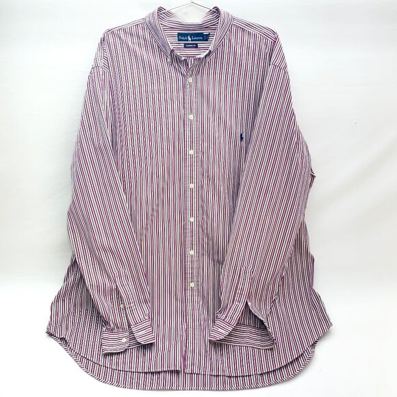 Polo Ralph Lauren Mens Button Down Red White Black Yellow Stripes TALL 2XLT - Picture 1 of 5